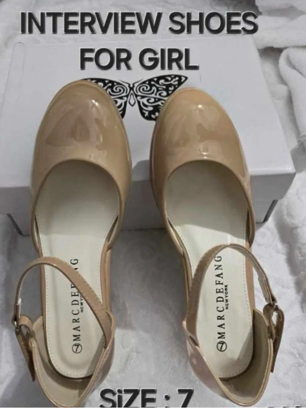 Patent Platform Wedge with Ankle Strap - Beige - Picture 2 of 2